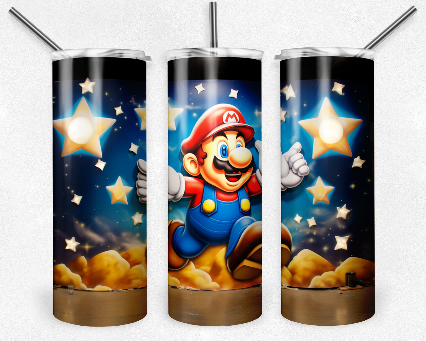 Super Mario 20oz Sublimation Tumbler Designs, Game Straight Skinny Tumbler Wrap PNG