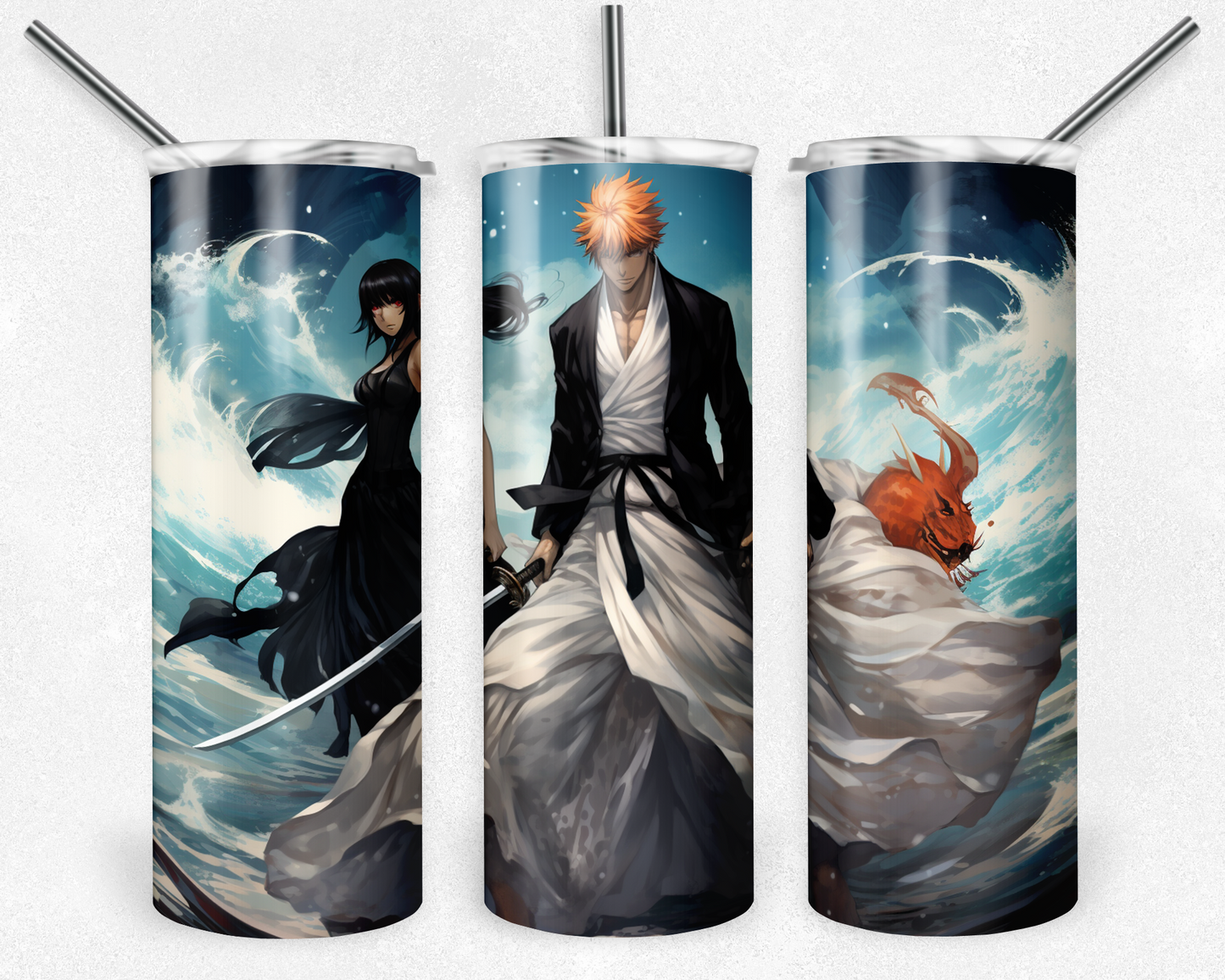 Bleach 20oz Sublimation Tumbler Designs, Anime Straight Skinny Tumbler Wrap PNG