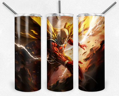 One Punch Man 20oz Sublimation Tumbler Designs, Anime Straight Skinny Tumbler Wrap PNG