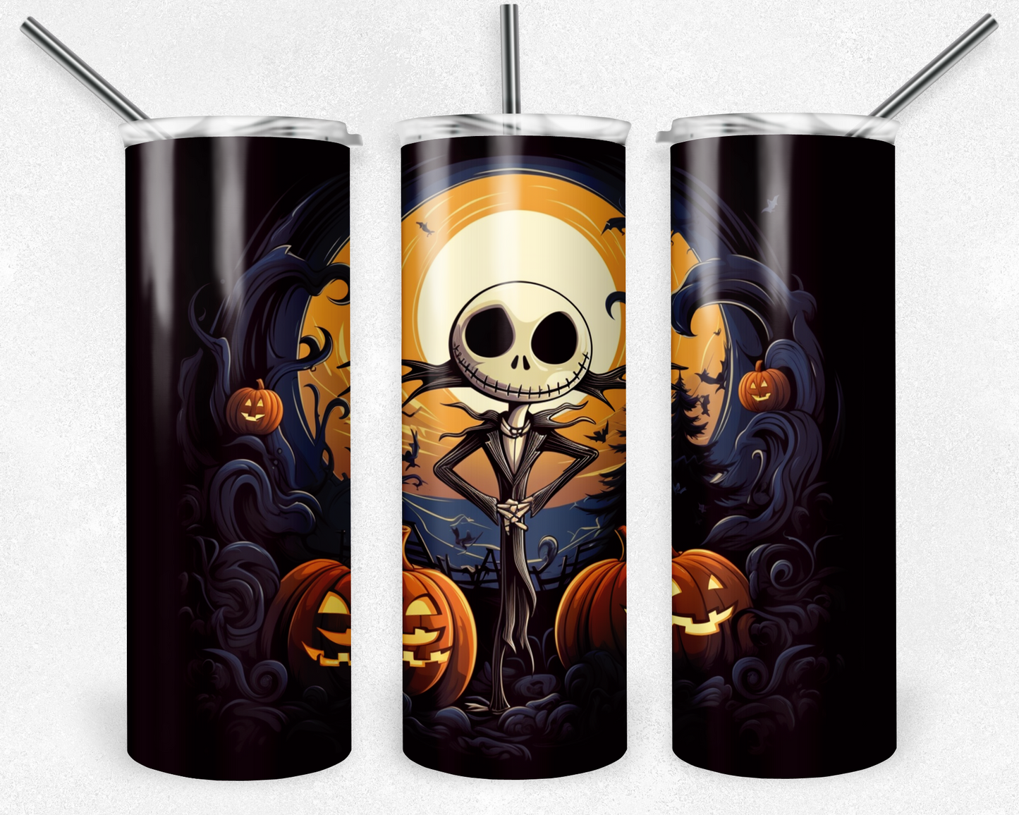 Jack Skellington 20oz Sublimation Tumbler Designs, Nightmare Before Christmas Straight Skinny Tumbler Wrap PNG