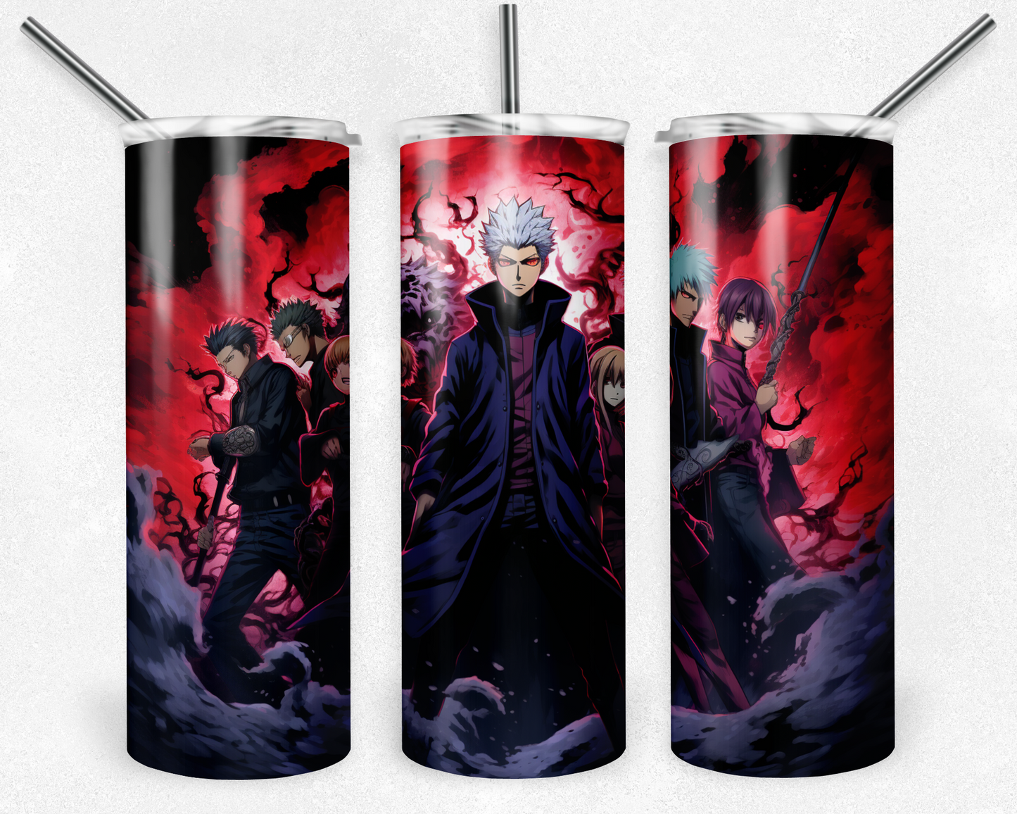 Jujutsu Kaisen 20oz Sublimation Tumbler Designs, Anime Straight Skinny Tumbler Wrap PNG