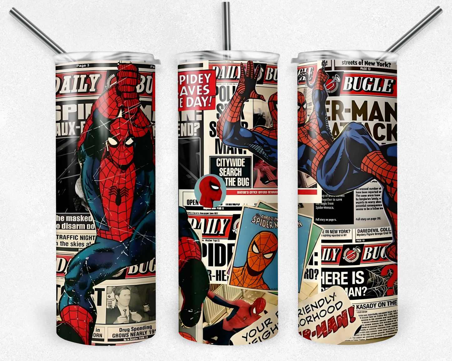 Spiderman 20oz Sublimation Tumbler Designs, Superhero Straight Skinny Tumbler Wrap PNG