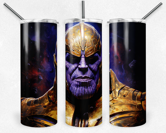 Thanos 20oz Sublimation Tumbler Designs, Thanos Straight Skinny Tumbler Wrap PNG