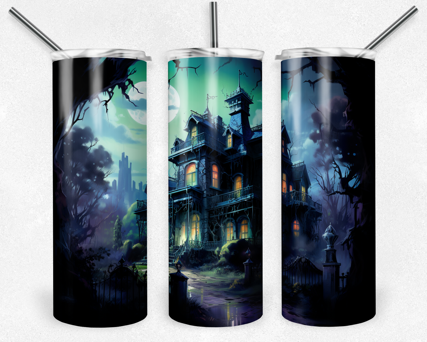 Haunted Mansion 20oz Sublimation Tumbler Designs, Haunted Mansion Straight Skinny Tumbler Wrap PNG