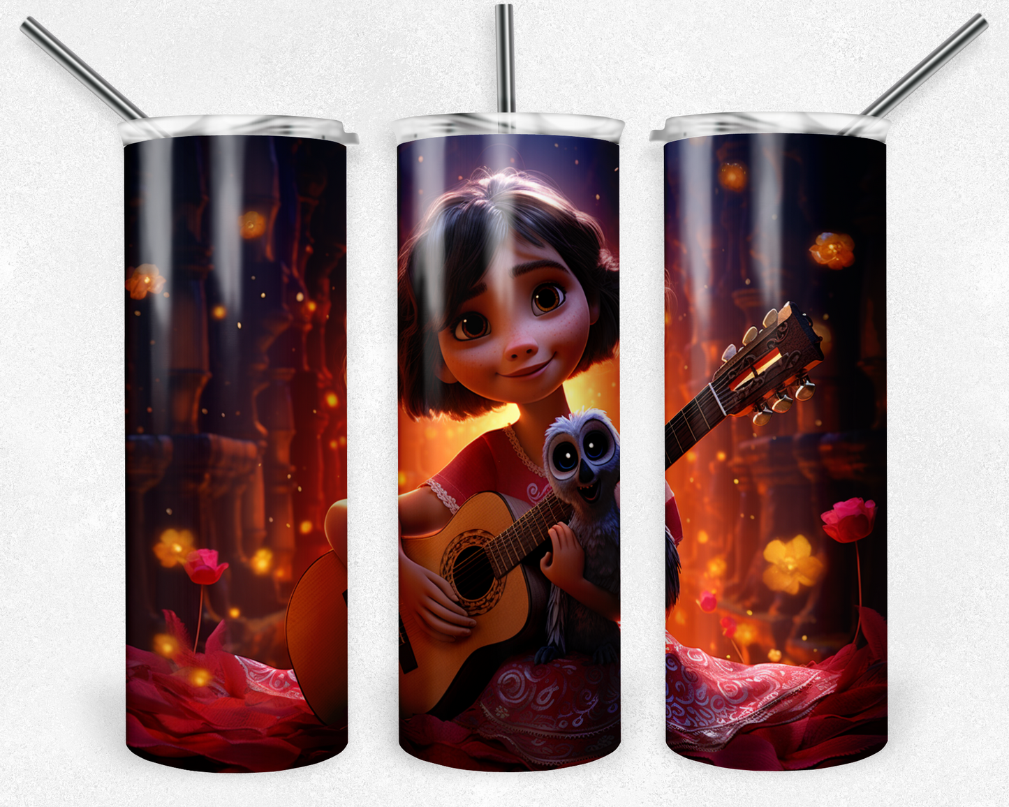 Disney Coco 20oz Sublimation Tumbler Designs, Coco Straight Skinny Tumbler Wrap PNG