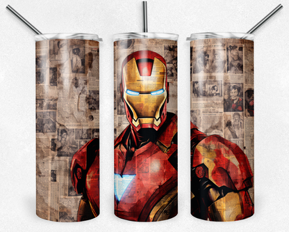 Iron Man 20oz Sublimation Tumbler Designs, Superhero Straight Skinny Tumbler Wrap PNG