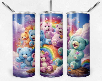 Care Bears 20oz Sublimation Tumbler Designs, Teddy Bear Straight Skinny Tumbler Wrap PNG