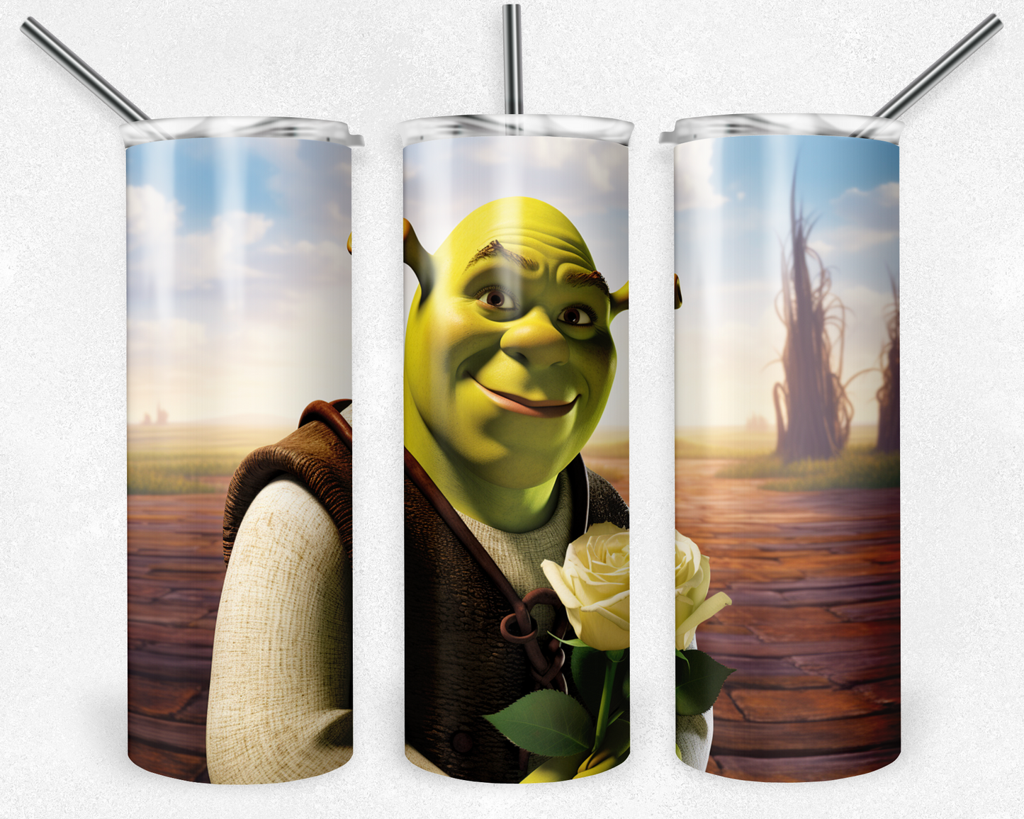 Shrek 20oz Sublimation Tumbler Designs, Shrek Straight Skinny Tumbler Wrap PNG