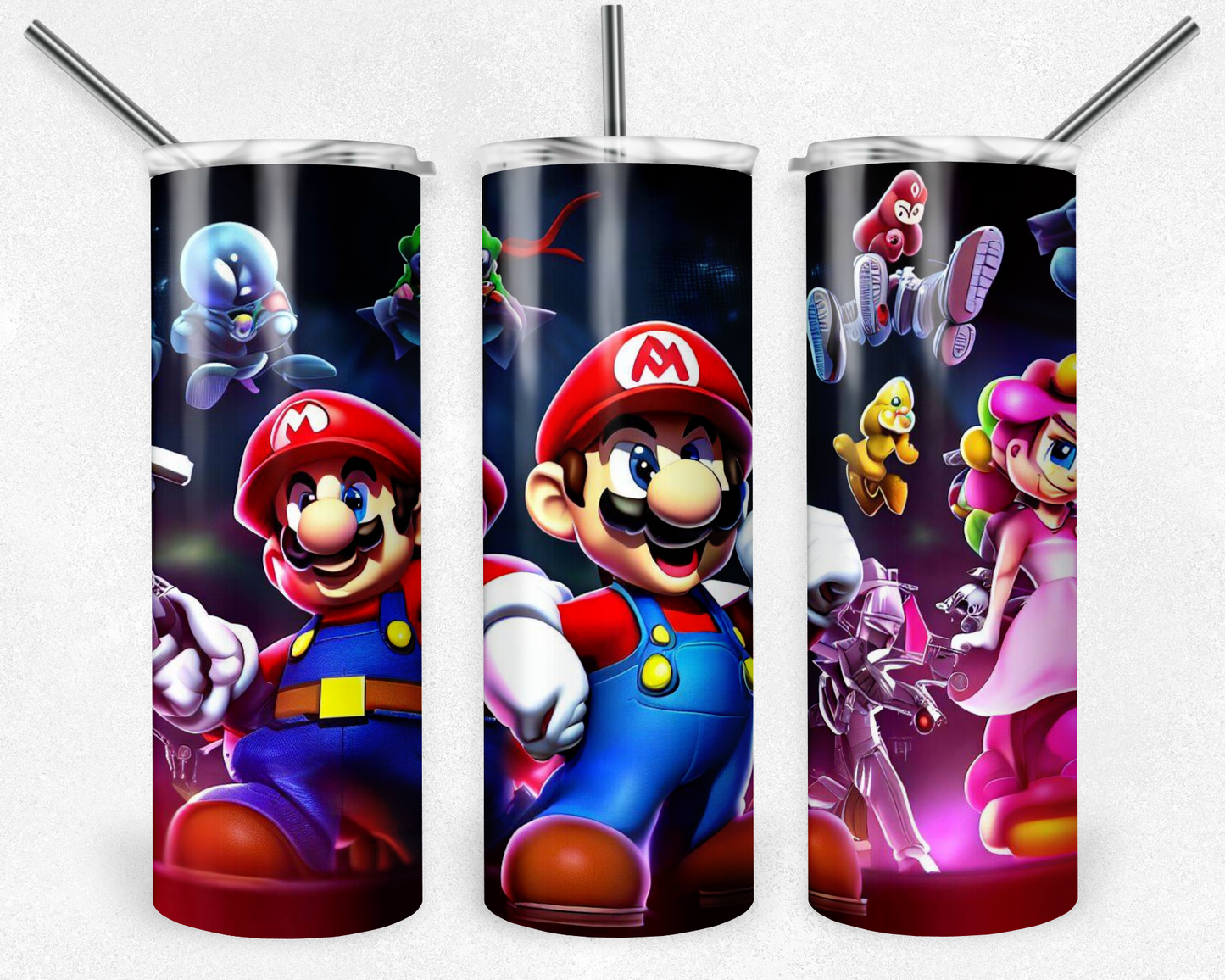 Super Mario 20oz Sublimation Tumbler Designs, Game Straight Skinny Tumbler Wrap PNG