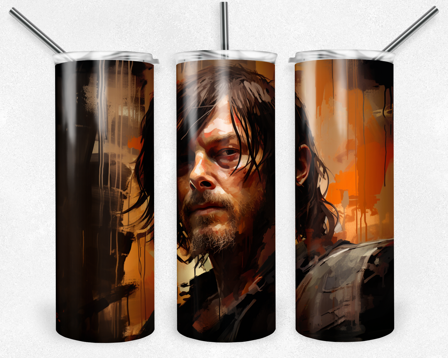 Daryl Dixon 20oz Sublimation Tumbler Designs, The Walking Dead Straight Skinny Tumbler Wrap PNG