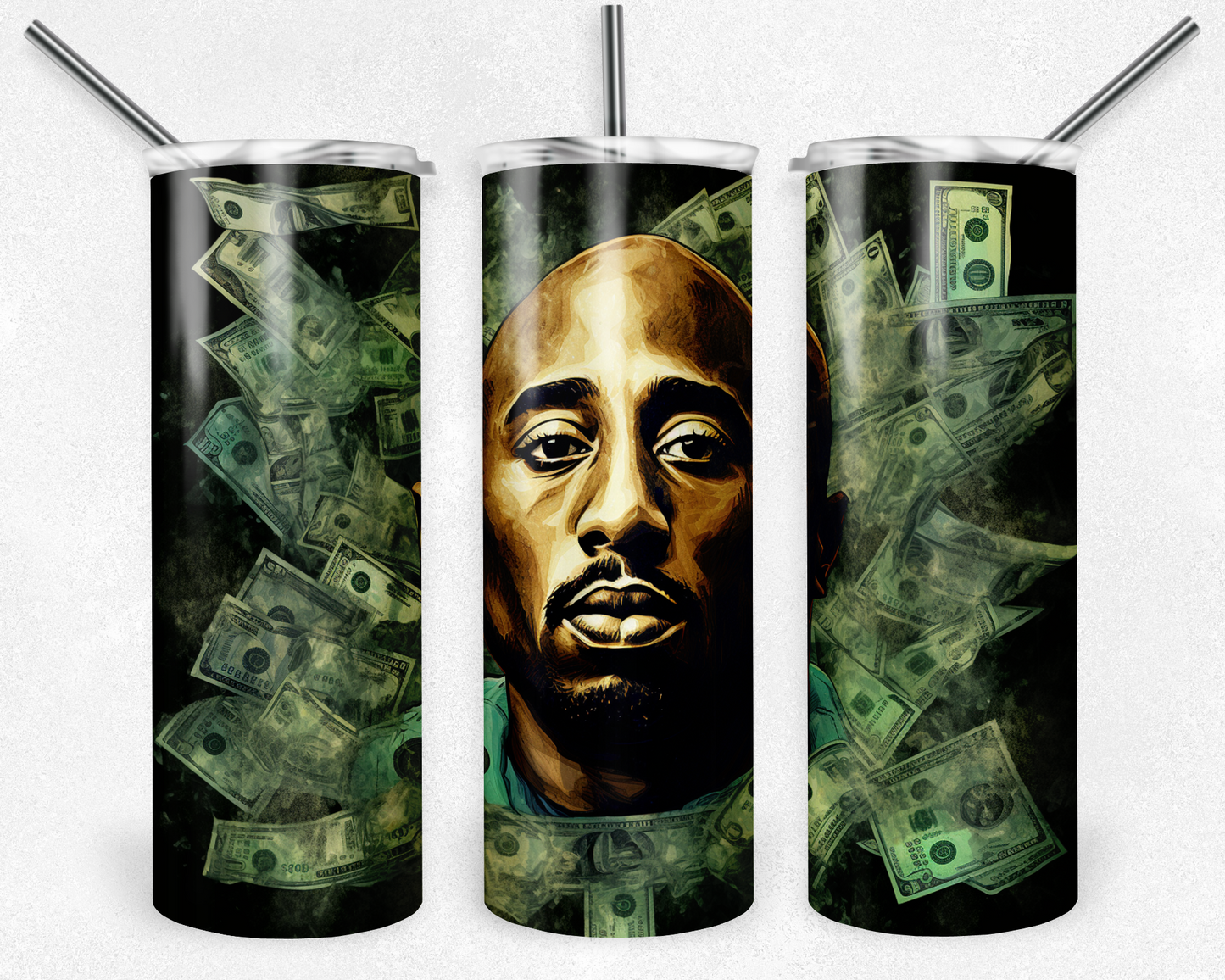 Tupac 20oz Sublimation Tumbler Designs, 2Pac Straight Skinny Tumbler Wrap PNG
