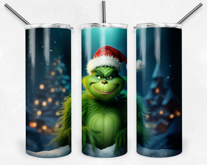 The Grinch 20oz Sublimation Tumbler Designs, The Grinch Straight Skinny Tumbler Wrap PNG