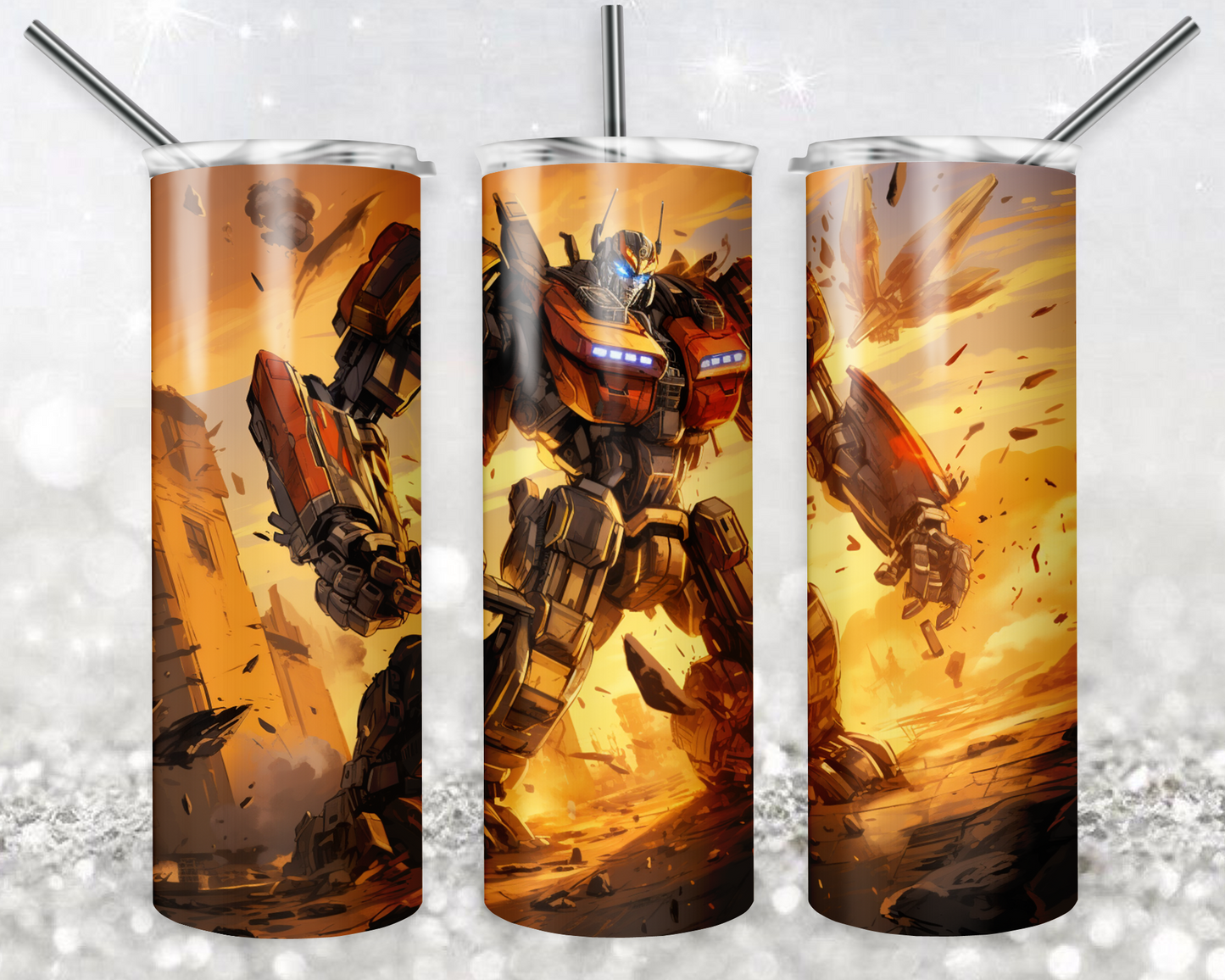 Transformers 20oz Sublimation Tumbler Designs, Transformers Straight Skinny Tumbler Wrap PNG