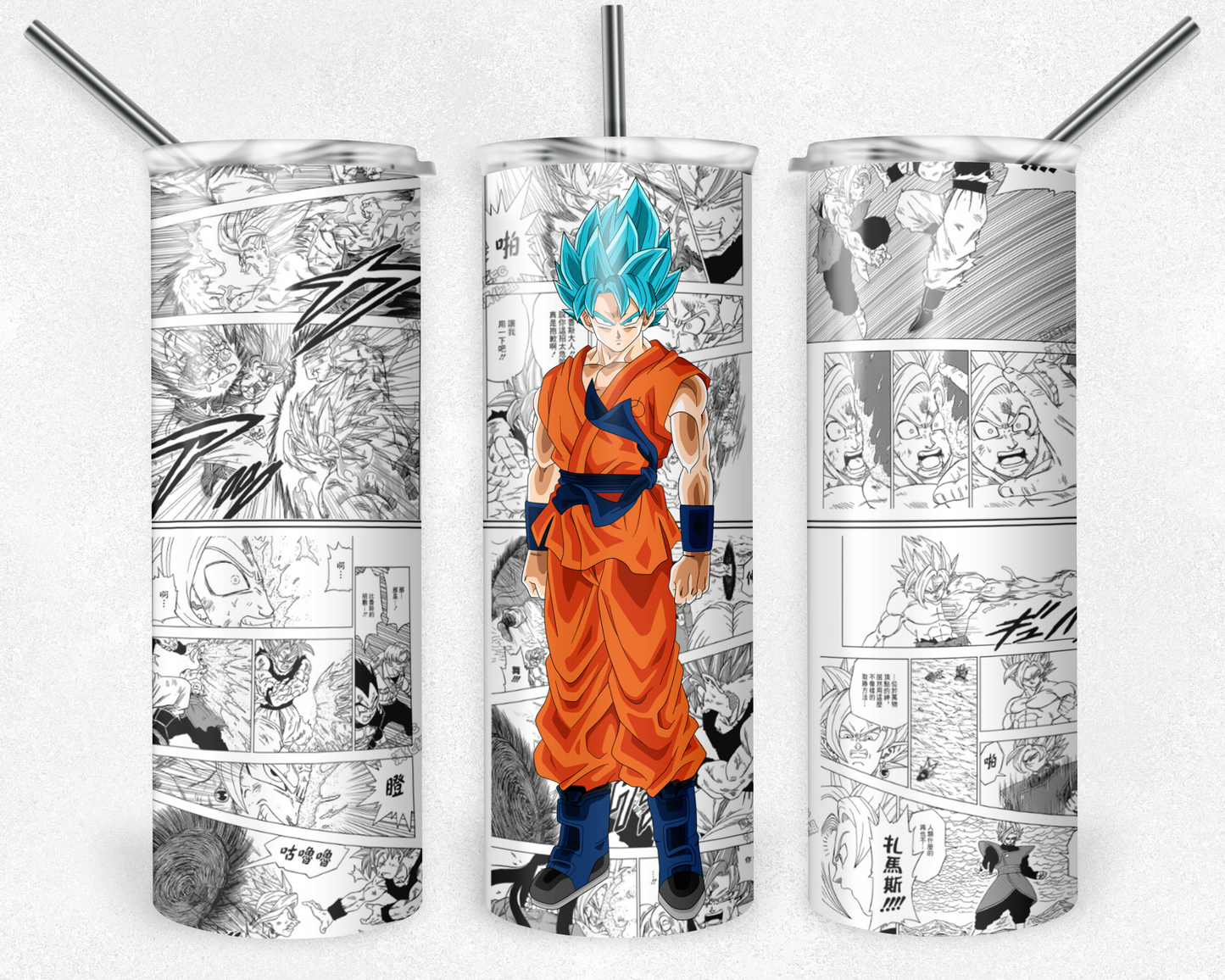 Dragon Ball Z 20oz Sublimation Tumbler Designs, Anime Straight Skinny Tumbler Wrap PNG