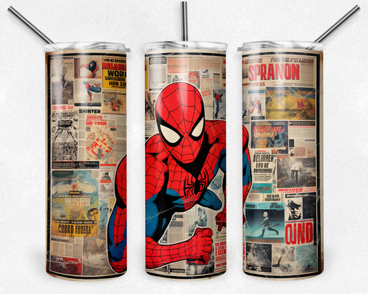 Spiderman 20oz Sublimation Tumbler Designs, Superhero Straight Skinny Tumbler Wrap PNG