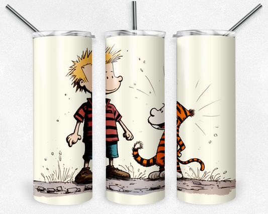 Calvin and Hobbes 20oz Sublimation Tumbler Designs, Calvin and Hobbes Straight Skinny Tumbler Wrap PNG