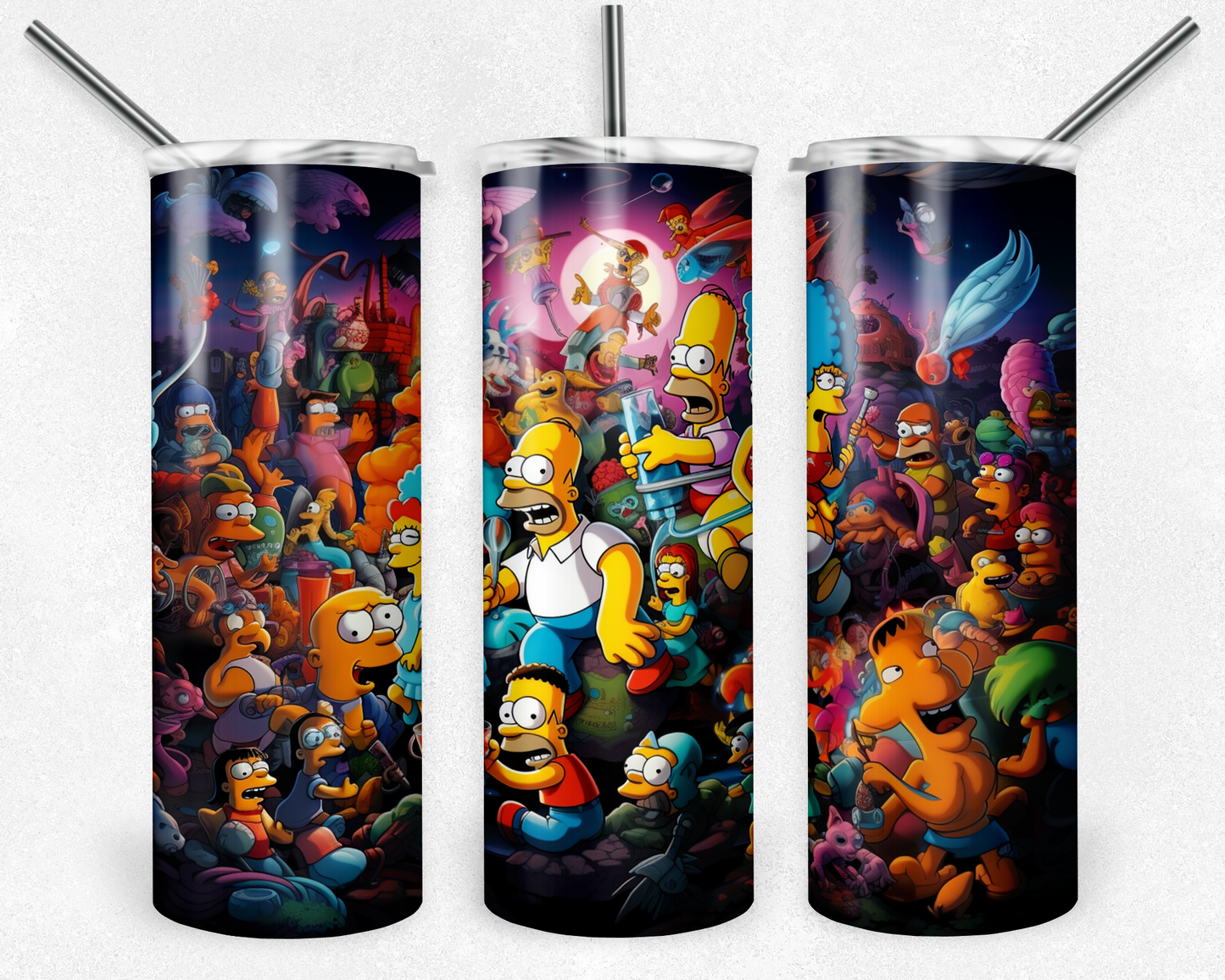 The Simpsons 20oz Sublimation Tumbler Designs, Simpsons Straight Skinny Tumbler Wrap PNG