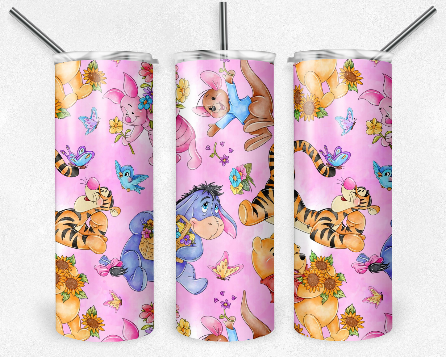 Winnie the Pooh 20oz Sublimation Tumbler Designs, Cartoon Straight Skinny Tumbler Wrap PNG