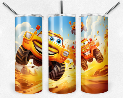 Blaze and the Monster Machines 20oz Sublimation Tumbler Designs, Monster Truck Straight Skinny Tumbler Wrap PNG