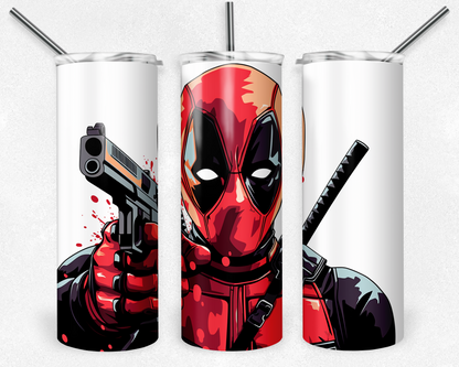 Deadpool 20oz Sublimation Tumbler Designs, Superhero Straight Skinny Tumbler Wrap PNG