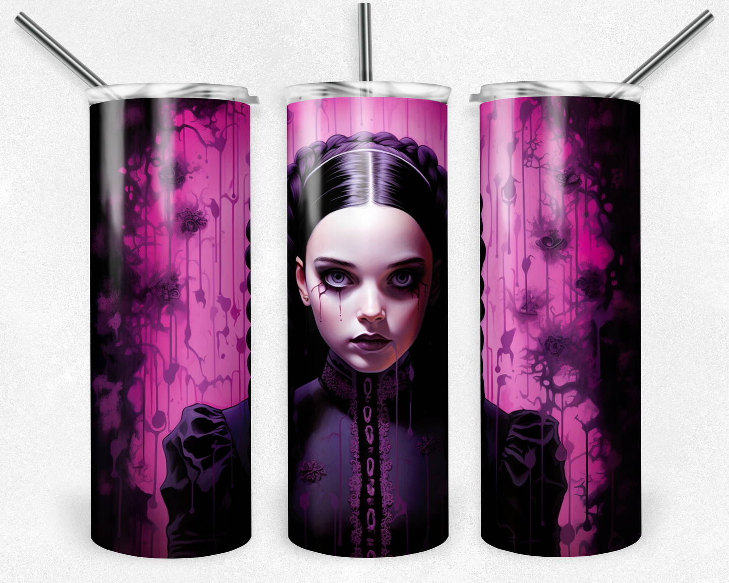 Wednesday 20oz Sublimation Tumbler Designs, Wednesday Straight Skinny Tumbler Wrap PNG