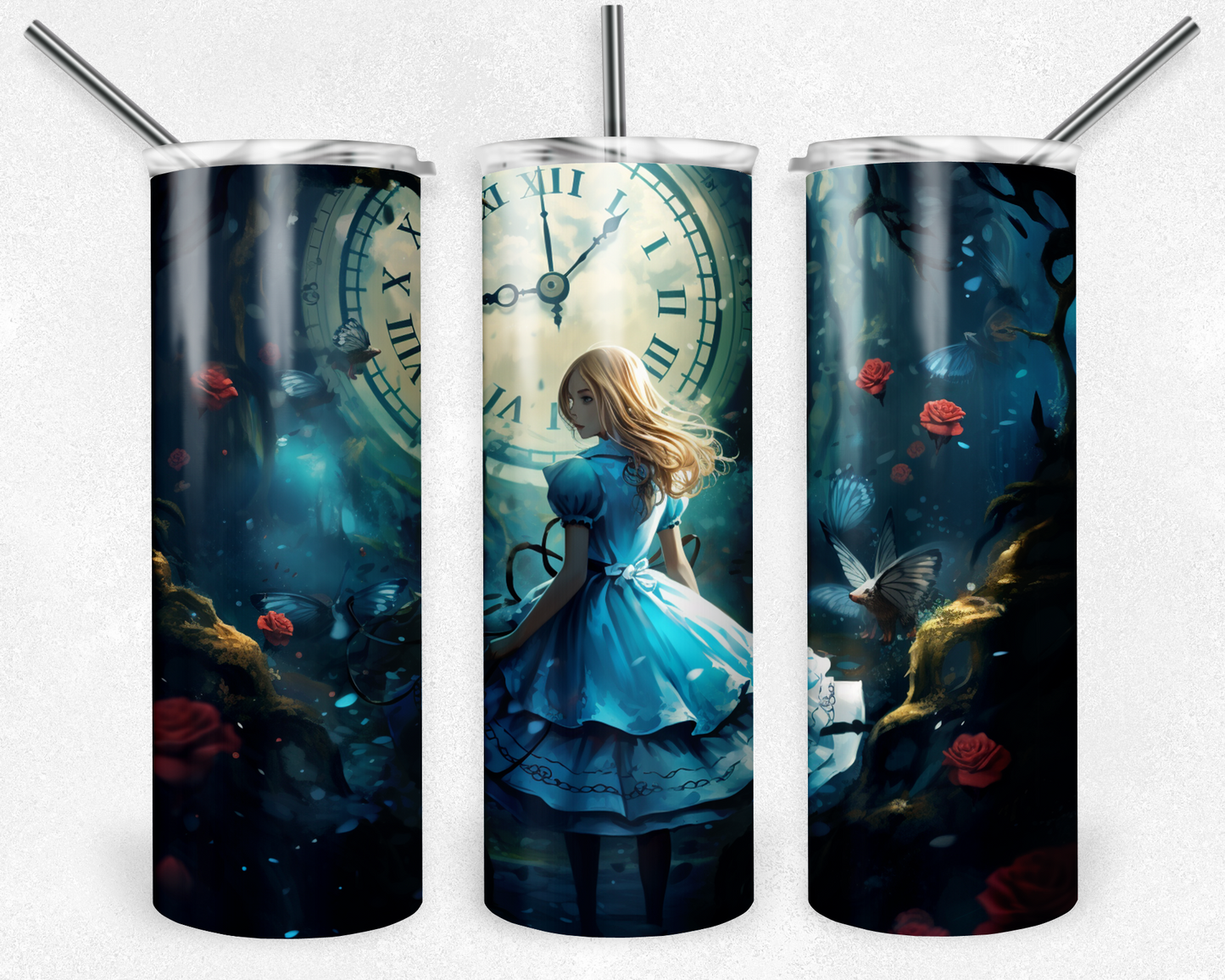 Alice in Wonderland 20oz Sublimation Tumbler Designs, Alice in Wonderland Straight Skinny Tumbler Wrap PNG