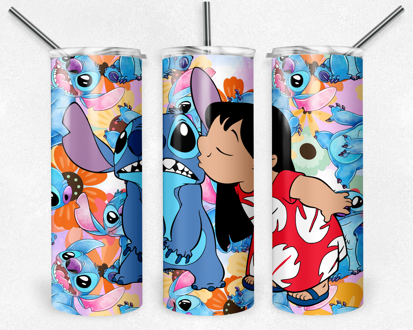 Lilo and Stitch 20oz Sublimation Tumbler Designs, Cartoon Straight Skinny Tumbler Wrap PNG