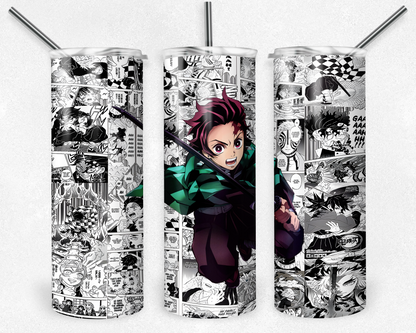 Demon Slayer 20oz Sublimation Tumbler Designs, Anime Straight Skinny Tumbler Wrap PNG