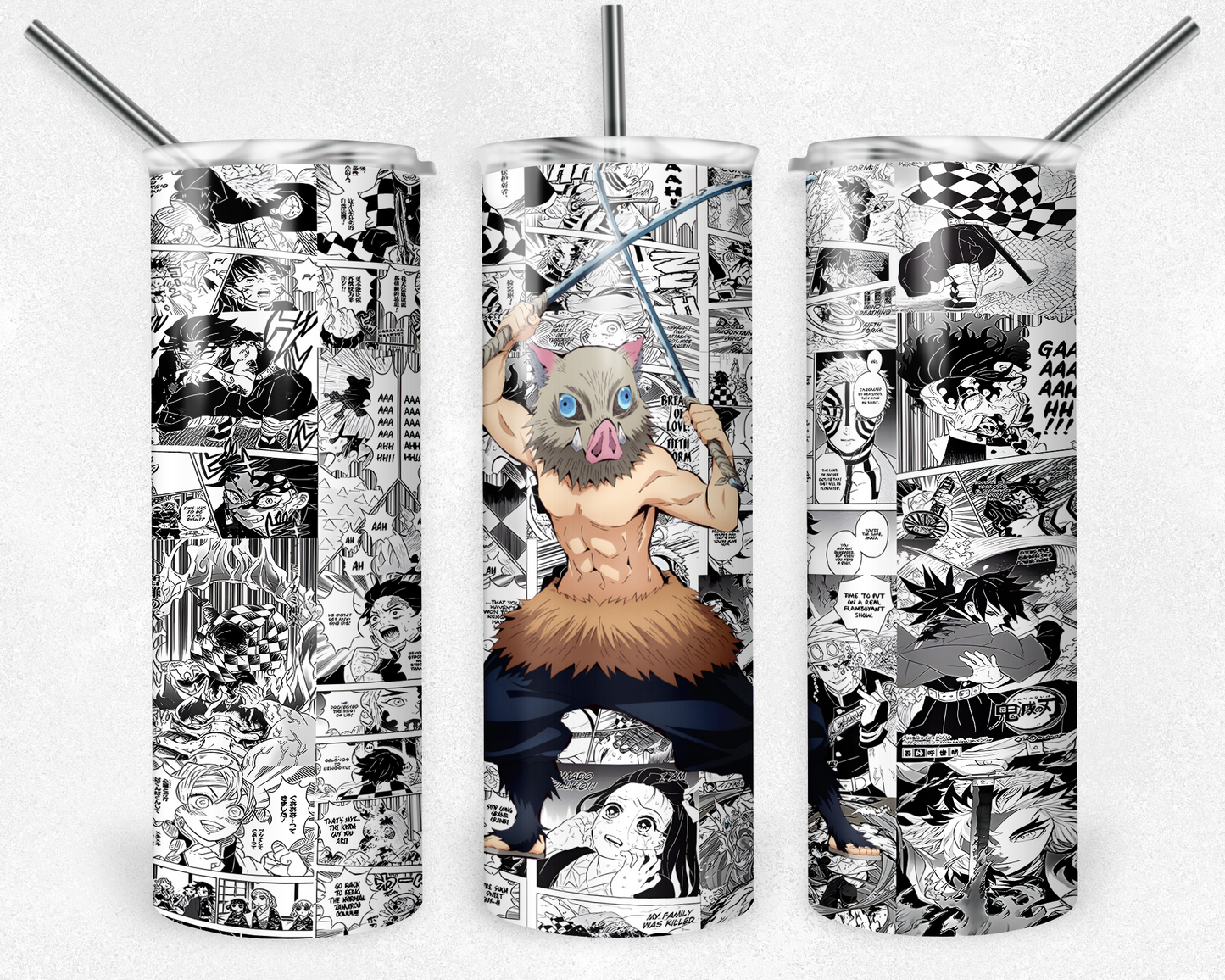 Demon Slayer 20oz Sublimation Tumbler Designs, Anime Straight Skinny Tumbler Wrap PNG