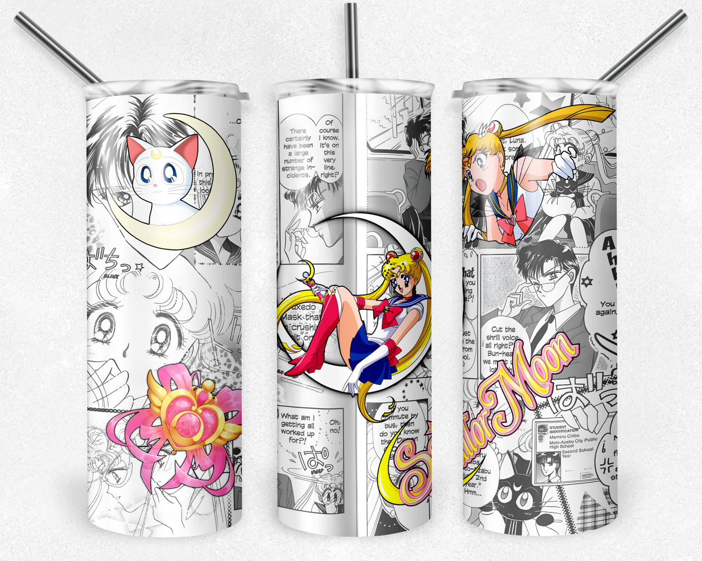 Sailor Moon 20oz Sublimation Tumbler Designs, Anime Straight Skinny Tumbler Wrap PNG