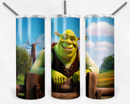 Shrek 20oz Sublimation Tumbler Designs, Shrek Straight Skinny Tumbler Wrap PNG