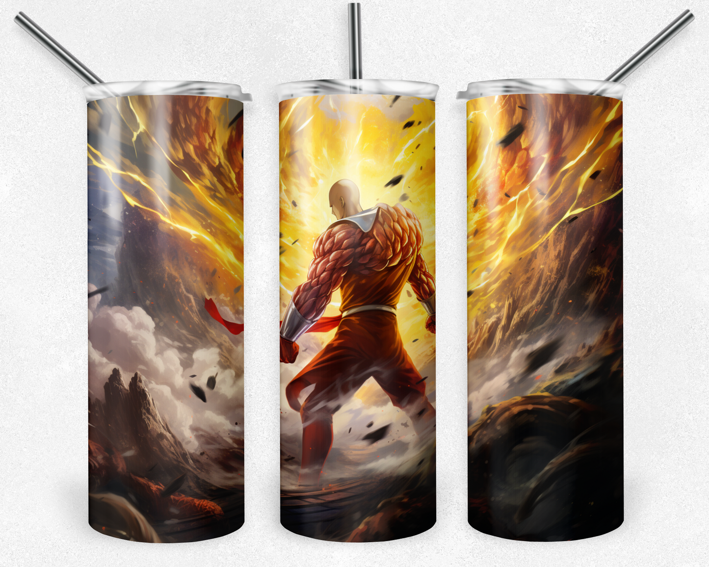 One Punch Man 20oz Sublimation Tumbler Designs, Anime Straight Skinny Tumbler Wrap PNG