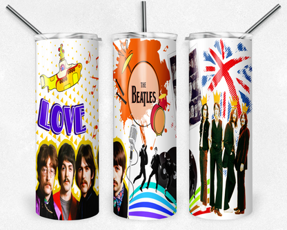 The Beatles 20oz Sublimation Tumbler Designs, Music Straight Skinny Tumbler Wrap PNG