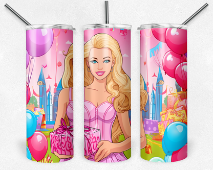 Barbie 20oz Sublimation Tumbler Designs, Barbie Straight Skinny Tumbler Wrap PNG