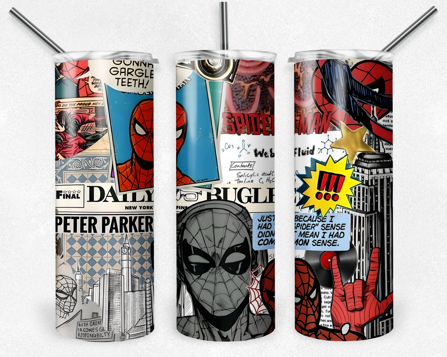 Spiderman 20oz Sublimation Tumbler Designs, Superhero Straight Skinny Tumbler Wrap PNG