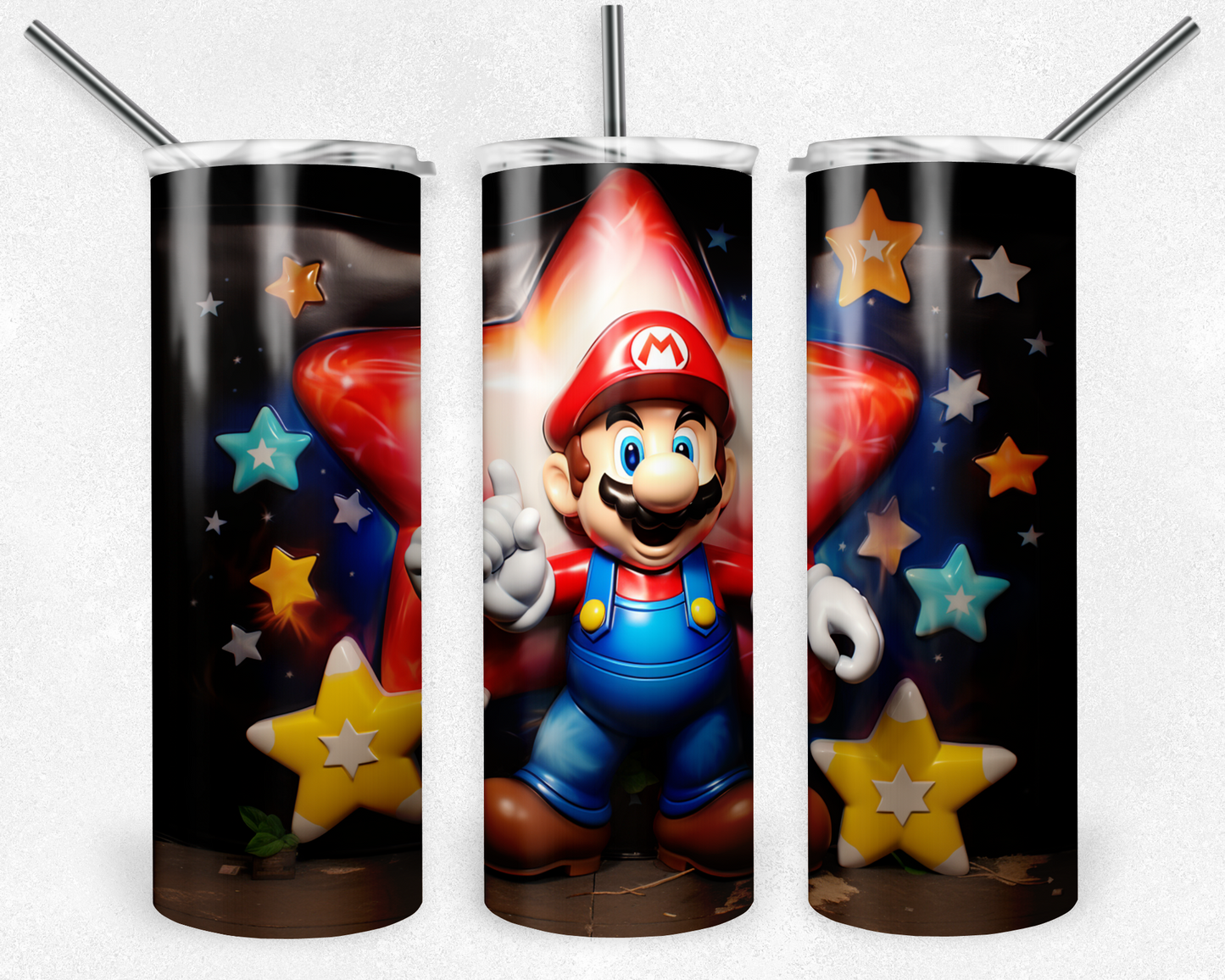 Super Mario 20oz Sublimation Tumbler Designs, Game Straight Skinny Tumbler Wrap PNG