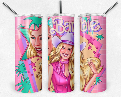 Barbie 20oz Sublimation Tumbler Designs, Barbie Straight Skinny Tumbler Wrap PNG