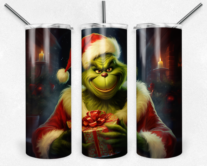 The Grinch 20oz Sublimation Tumbler Designs, The Grinch Straight Skinny Tumbler Wrap PNG