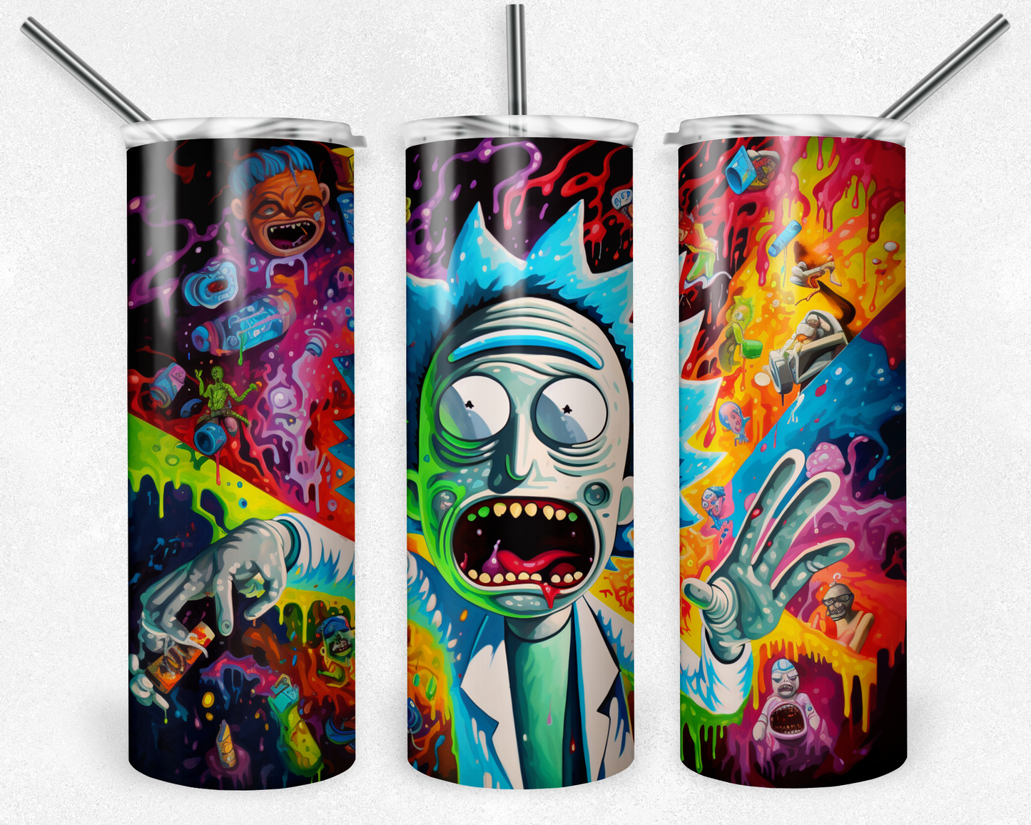 Rick and Morty 20oz Sublimation Tumbler Designs, Rick and Morty Straight Skinny Tumbler Wrap PNG