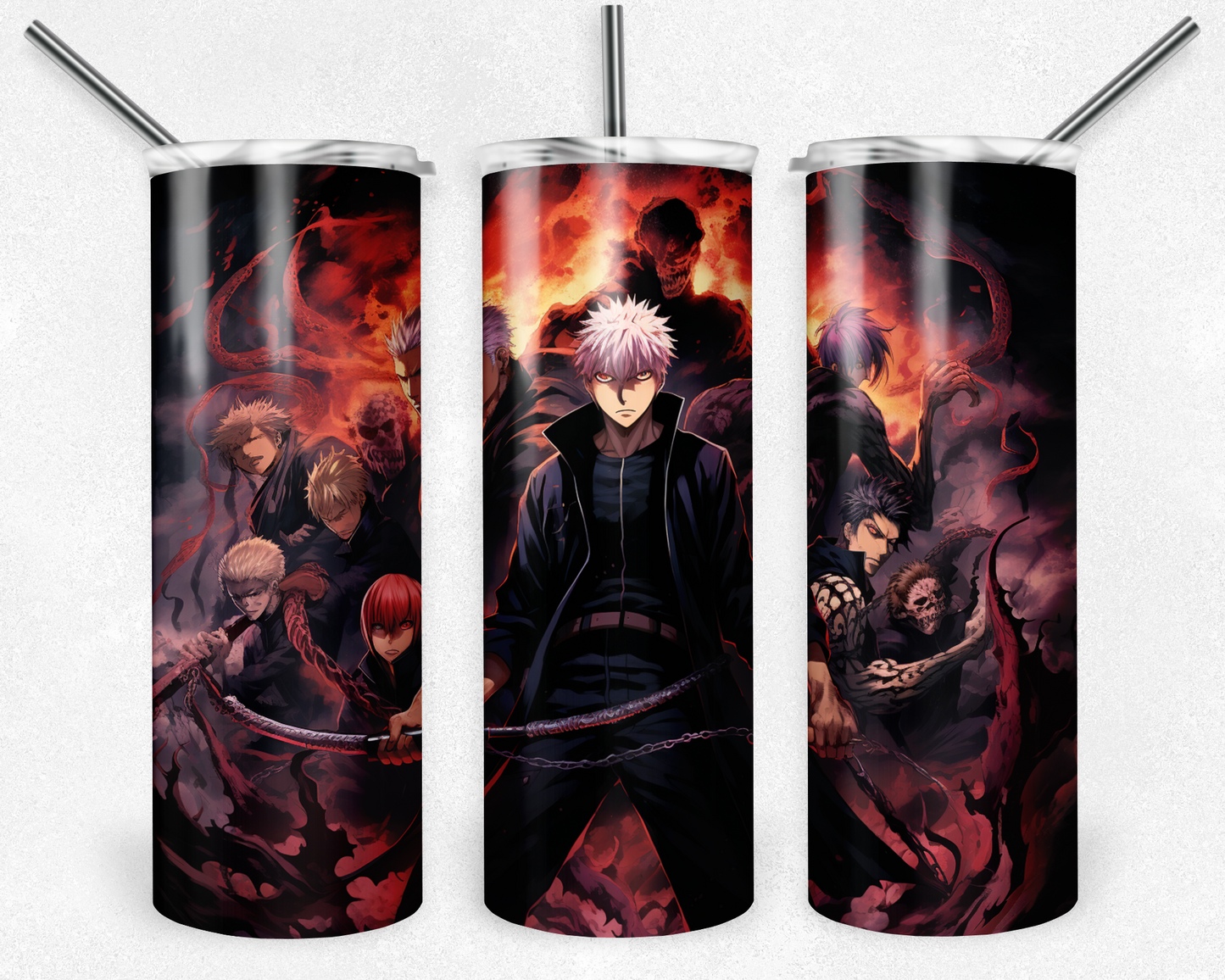 Jujutsu Kaisen 20oz Sublimation Tumbler Designs, Anime Straight Skinny Tumbler Wrap PNG