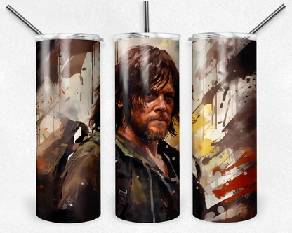 Daryl Dixon 20oz Sublimation Tumbler Designs, The Walking Dead Straight Skinny Tumbler Wrap PNG