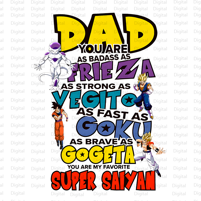 Super Saiyan Dad Sublimation PNG, Dragon Ball Z Father's Day Shirt Design