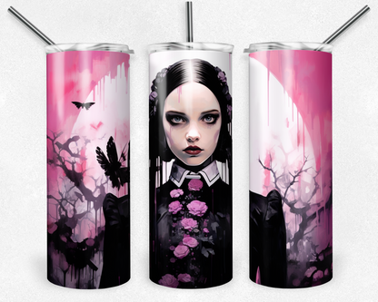 Wednesday 20oz Sublimation Tumbler Designs, Wednesday Straight Skinny Tumbler Wrap PNG