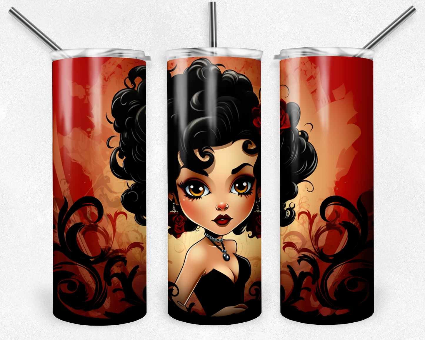 Betty Boop 20oz Sublimation Tumbler Designs, Betty Boop  Straight Skinny Tumbler Wrap PNG