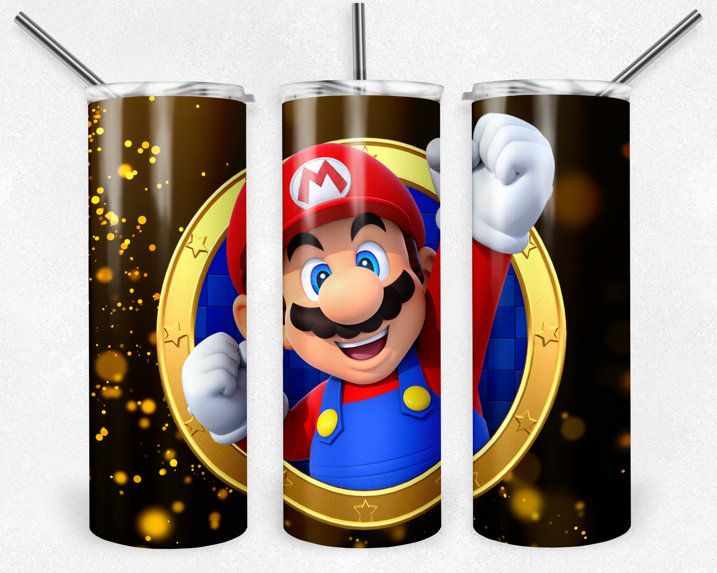 Super Mario 20oz Sublimation Tumbler Designs, Game Straight Skinny Tumbler Wrap PNG