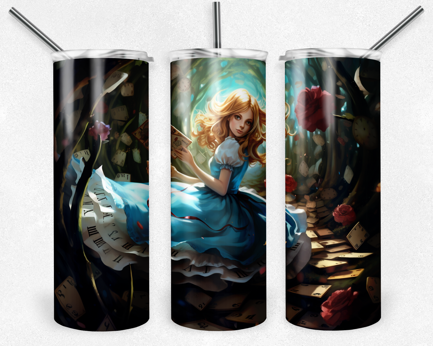 Alice in Wonderland 20oz Sublimation Tumbler Designs, Alice in Wonderland Straight Skinny Tumbler Wrap PNG