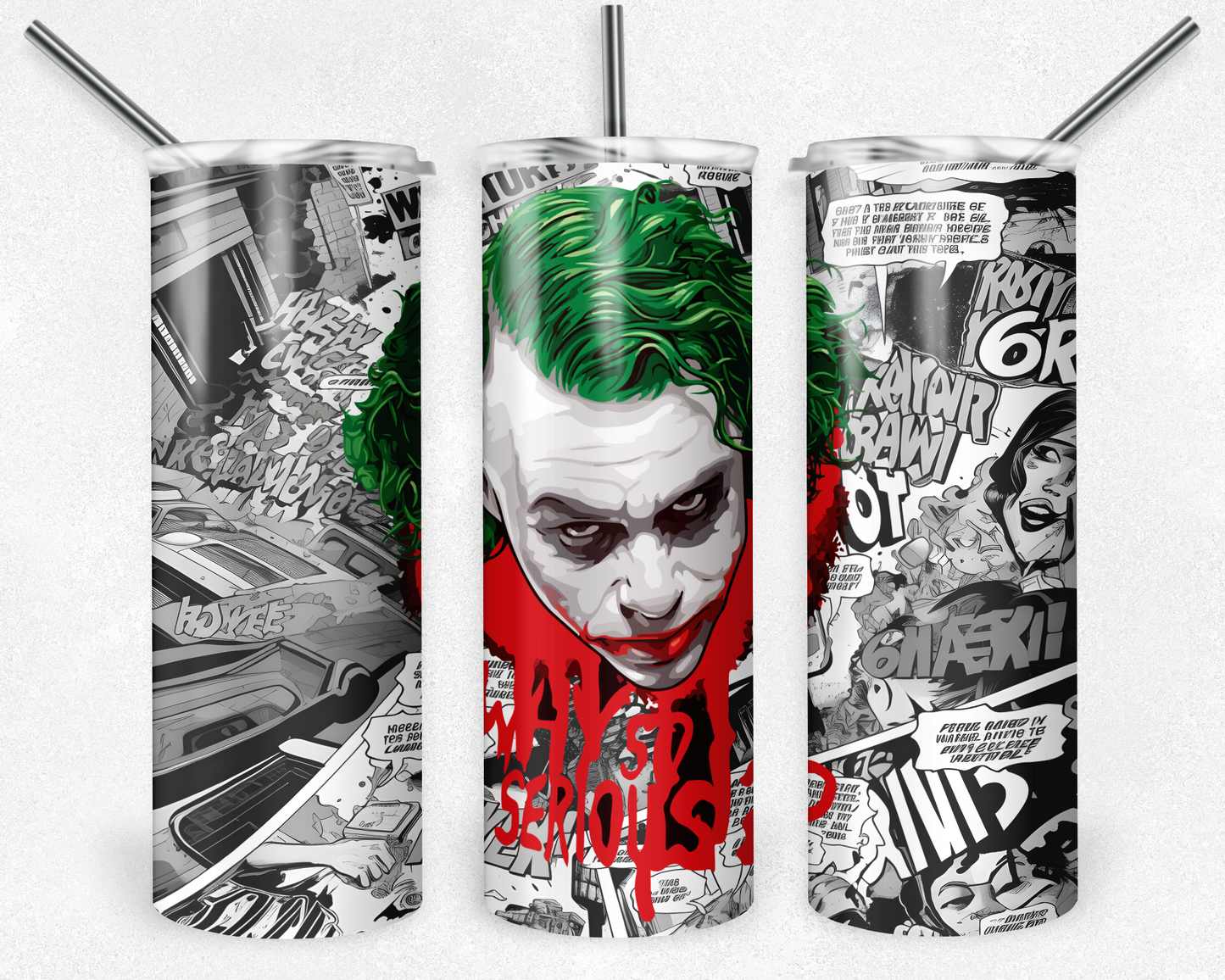 Joker 20oz Sublimation Tumbler Designs, Villain Straight Skinny Tumbler Wrap PNG