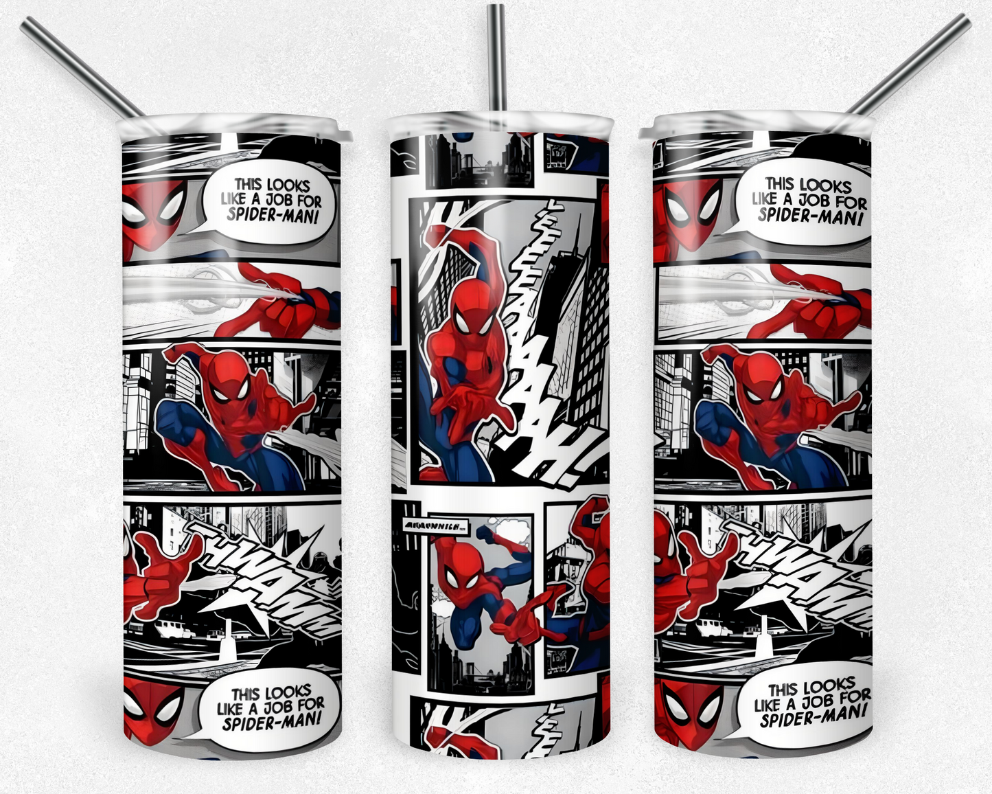 Spiderman 20oz Sublimation Tumbler Designs, Superhero Straight Skinny Tumbler Wrap PNG