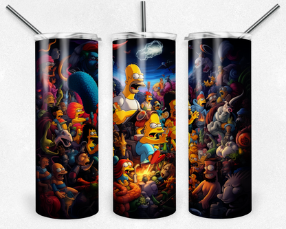 The Simpsons 20oz Sublimation Tumbler Designs, Simpsons Straight Skinny Tumbler Wrap PNG