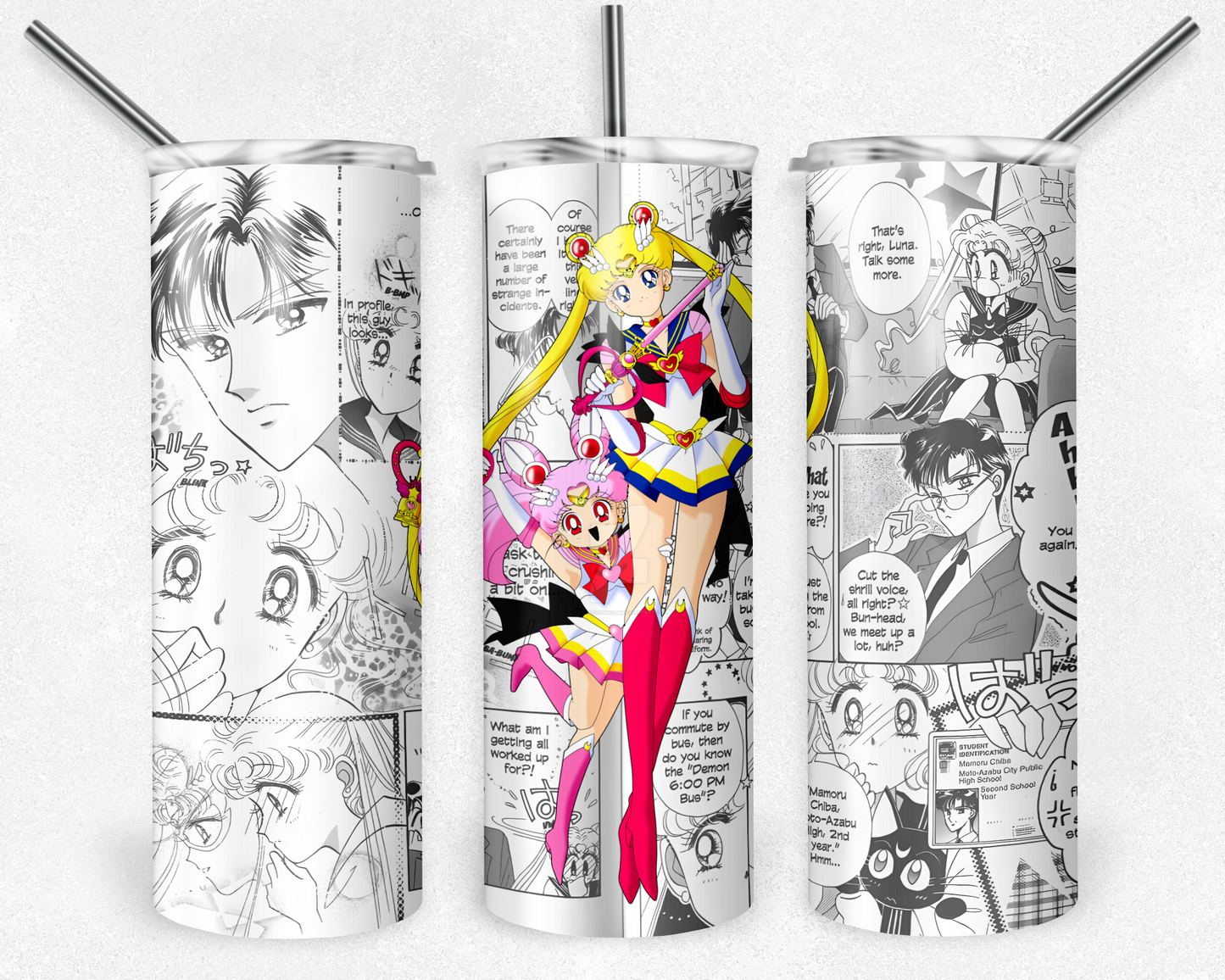 Sailor Moon 20oz Sublimation Tumbler Designs, Anime Straight Skinny Tumbler Wrap PNG